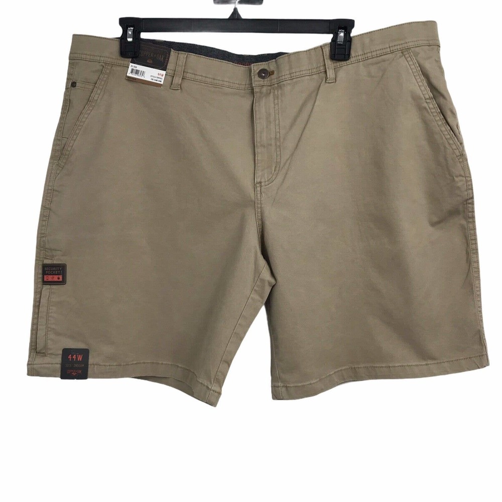 Copper & Oak Mens Utility Chino Shorts Khaki Flat Front Stretch 44W New